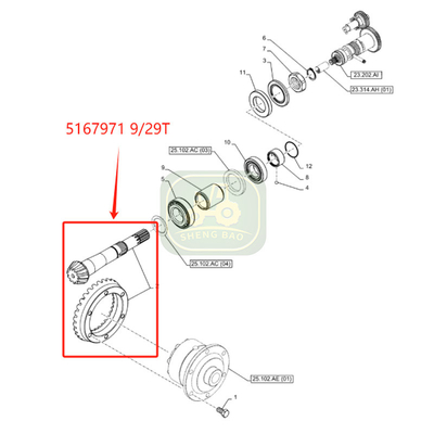 Pièces de transmission de l'essieu avant 9/29T 5167971