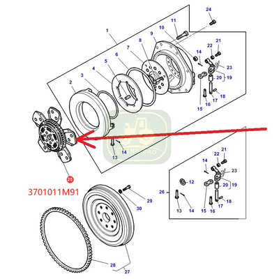 Système d'embrayage de remplacement durable 3701011M91 Disque d'embrayage pour tracteur MF
