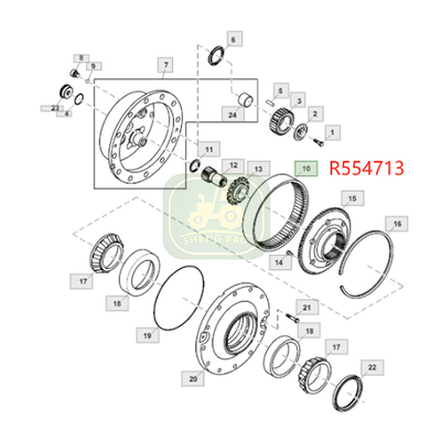 Système d'entraînement 70T R554713 R229687 Ring Gear pour tracteur JD