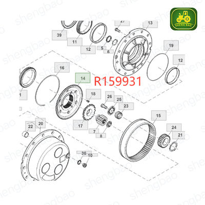 Remplacement de l'essieu avant 50T/70T R159931 Couronne dentée pour tracteur