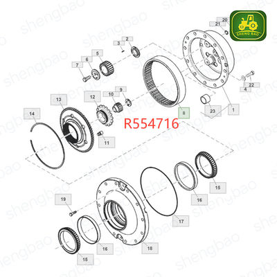 Remplacement de l'essieu avant 67T R554716 Couronne dentée pour tracteur