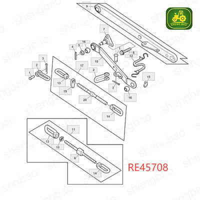 Pièces de liaison à trois points RE45708 SJ24944 Chaîne de stabilisation pour tracteur