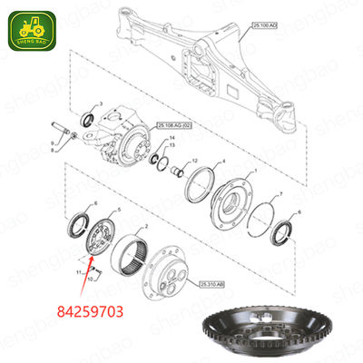Pièces de l'essieu avant 84259703 engrenage à anneau 60T pour tracteur
