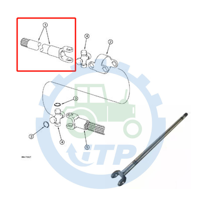 Pelle rétro 590SL 590SM 590L Front Axle Long Shaft 195212A1 de cas