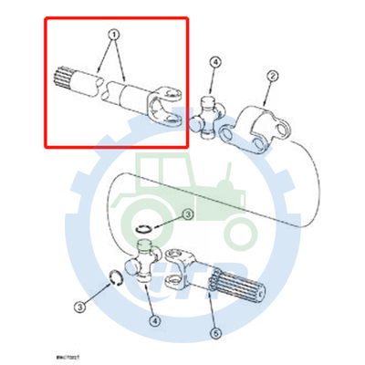 Pelle rétro 590SL 590SM 590L Front Axle Long Shaft 195212A1 de cas