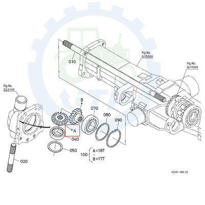 Les pièces de rechange de tracteur de Kubota affrontent 4WD Axle Bevel Gear Set 18T